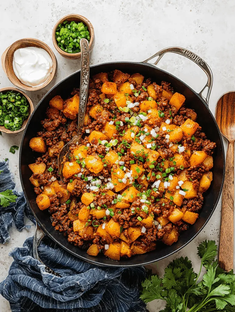 Kartoffelpfanne mit Hackfleisch und Zwiebeln