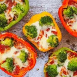 Low Carb gefüllte Pizza-Paprika mit Brokkoli