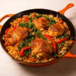 Paprika-Hähnchen-Pfanne mit Reis