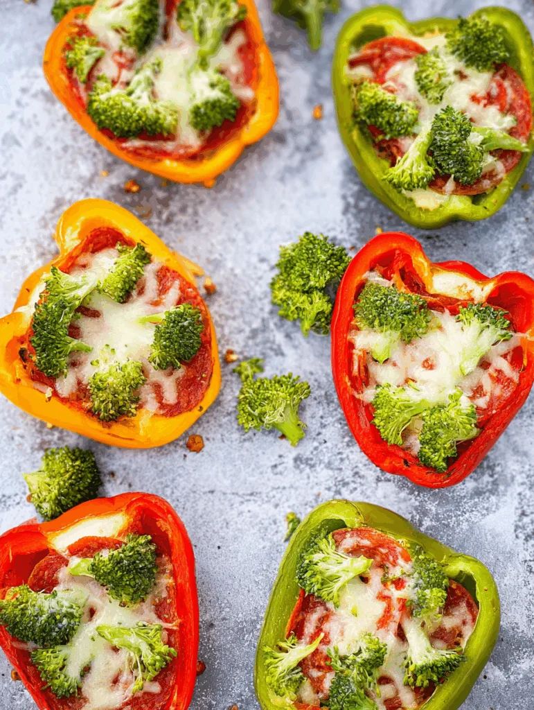 Low Carb gefüllte Pizza-Paprika mit Brokkoli