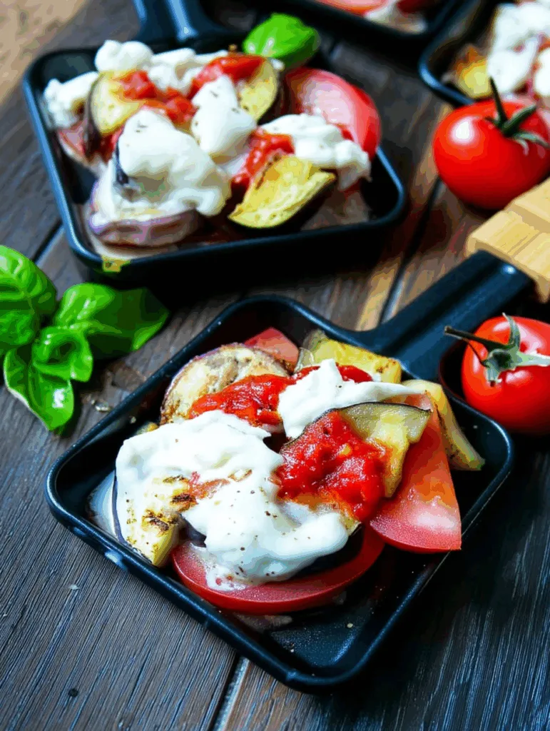 Mediterranes Auberginen-Raclette mit Tomaten & Mozzarella