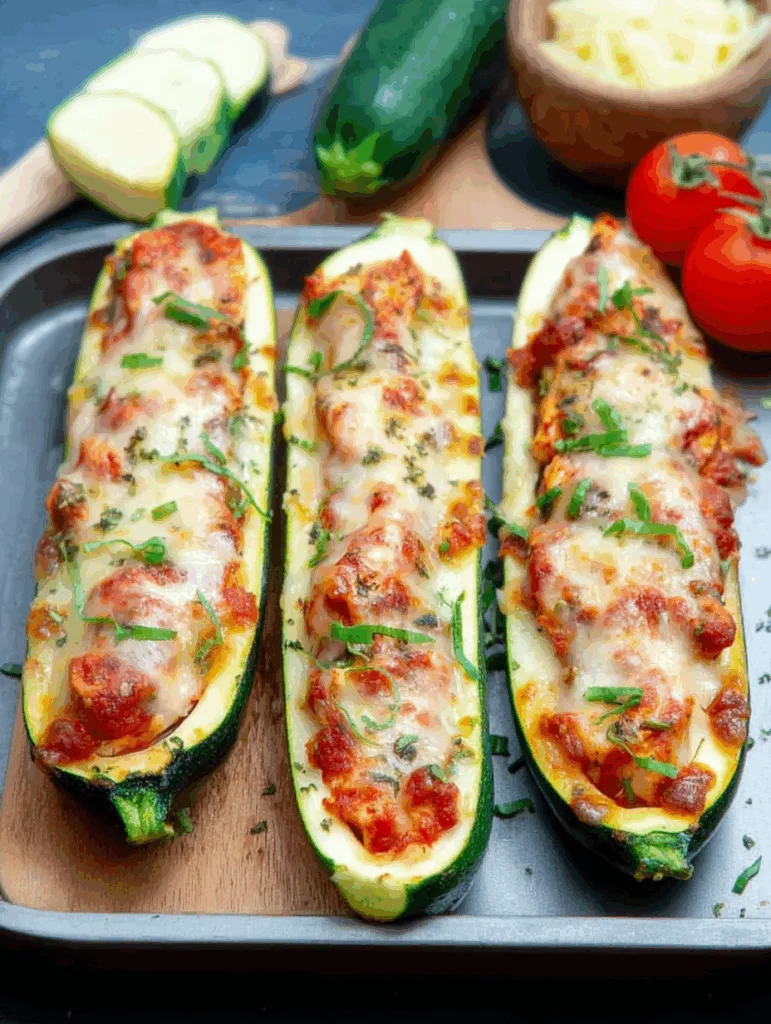 Gefüllte Zucchini mit Hähnchen