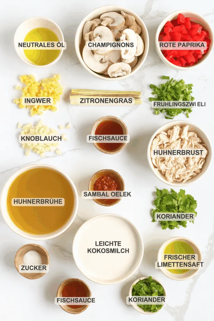 Scharfe Kokos-Hähnchen-Pilz-Suppe – High Protein & Aromatisch