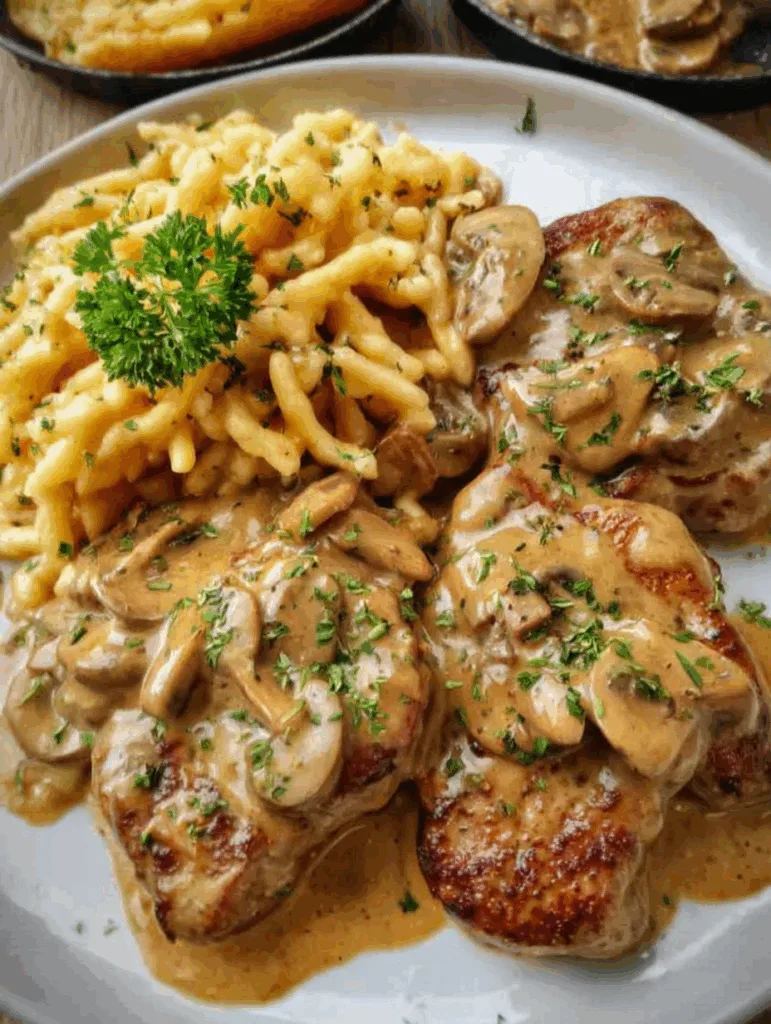Medaillons in Champignon-Rahmsoße mit Spätzle