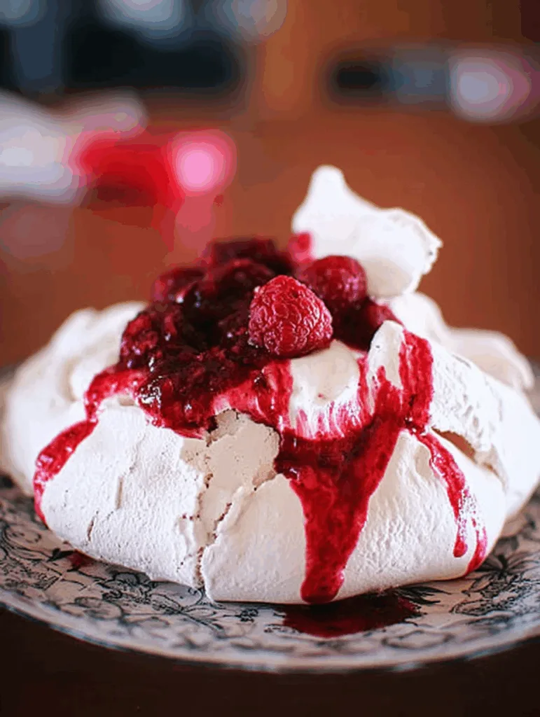 Pavlova-Torte (mit Baiser und Früchten)