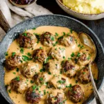 Hackbällchen in cremiger Sauce mit Kartoffelpüree