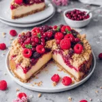 Käse-Streuselkuchen mit Beeren (Veganes Käsekuchen Rezept)