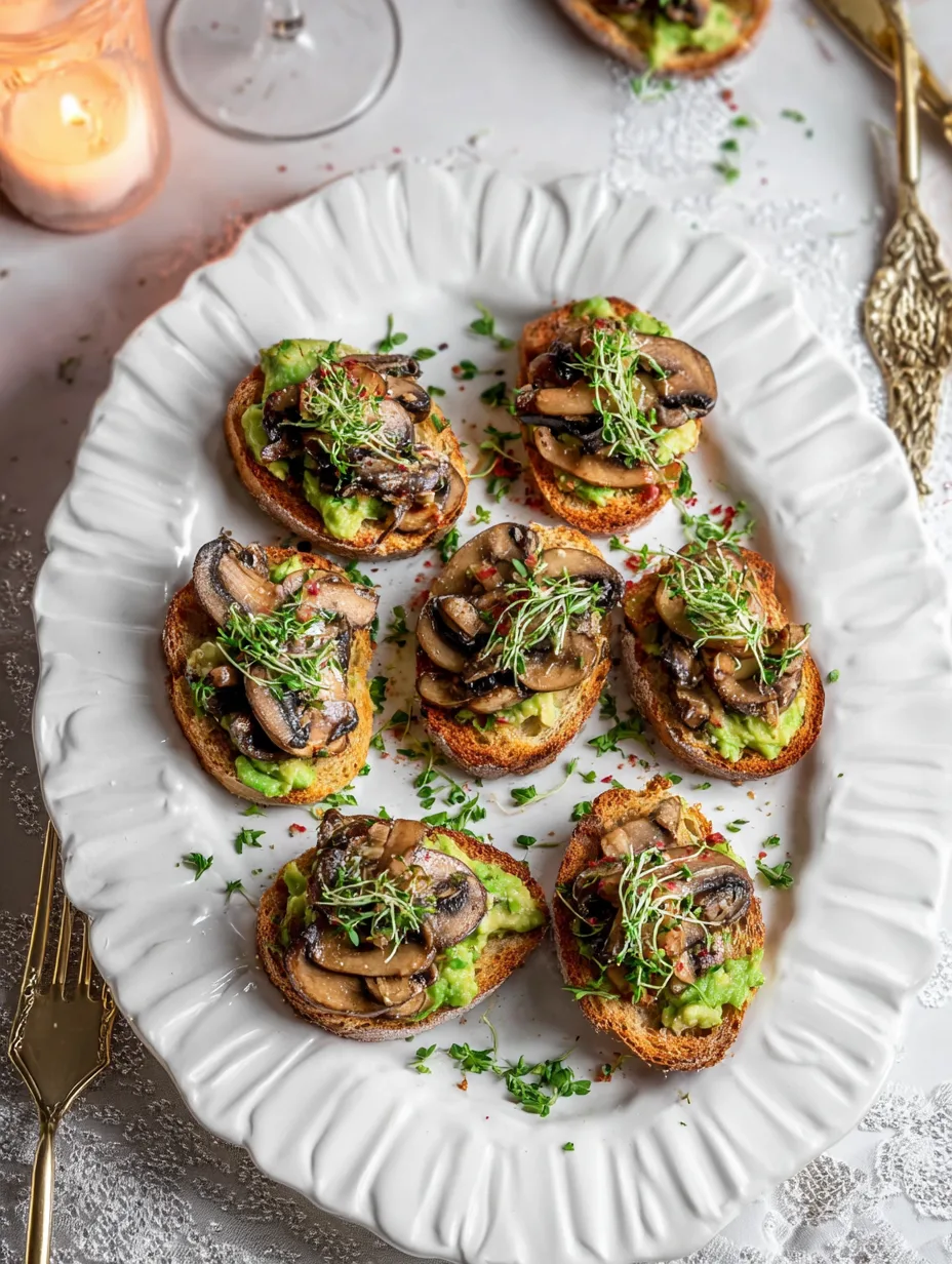 Bruschetta mit Pilzen und Avocado – Festliches veganes Canapé