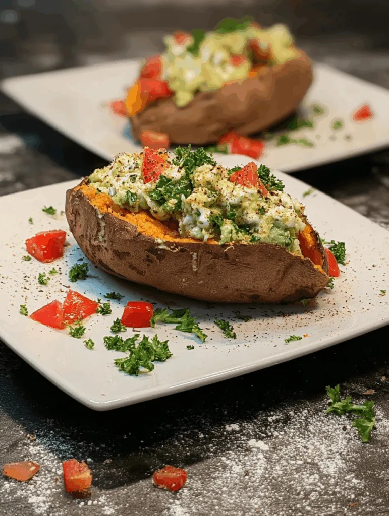 Gebackene Süßkartoffeln mit Avocado-Creme