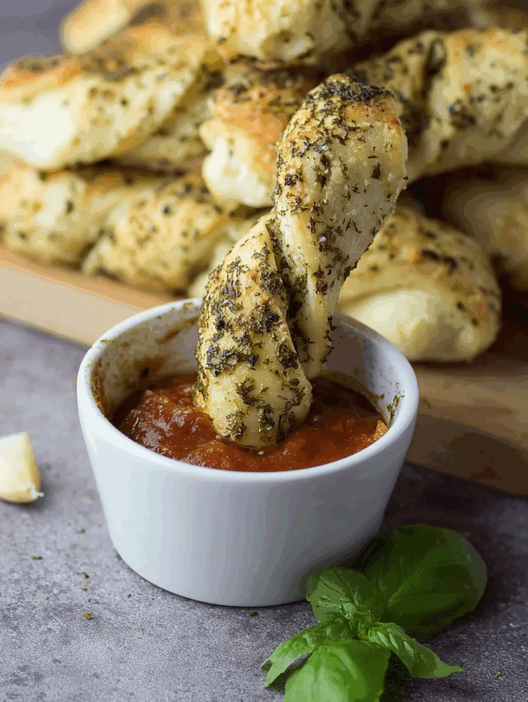 Gedrehte Pizzastangen mit Kräuterbutter