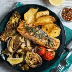 Lachs mit gebackenem Gemüse