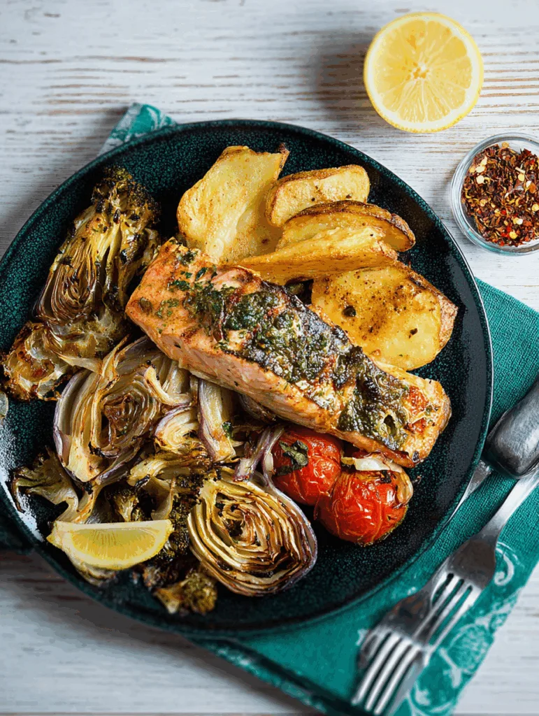 Lachs mit gebackenem Gemüse