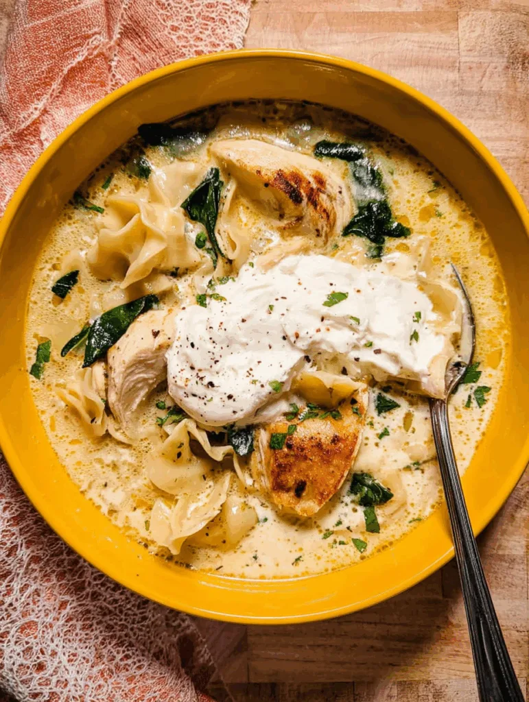 Cremige Weiße Hähnchen-Lasagne-Suppe