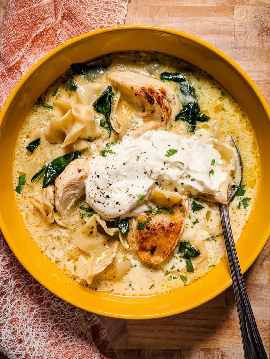 Cremige Weiße Hähnchen-Lasagne-Suppe