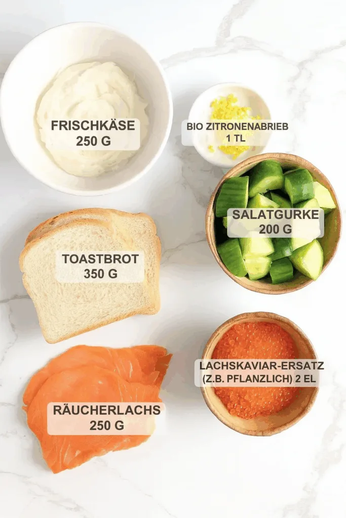 Mini-Sandwiches mit Lachs und Frischkäse