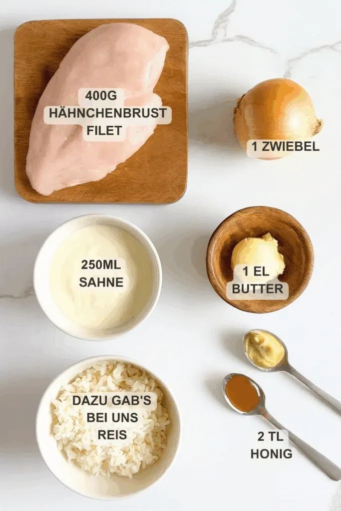 Honig-Senf-Hähnchen mit Reis