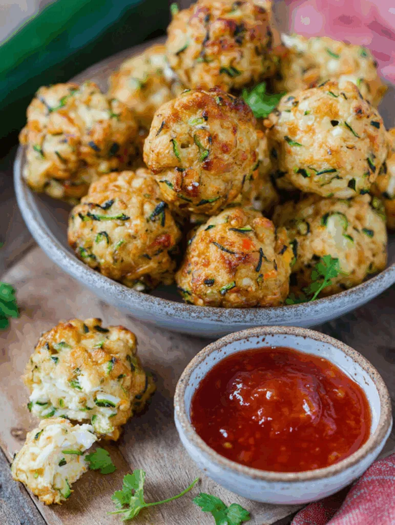 Knusprige Zucchini-Feta-Bällchen