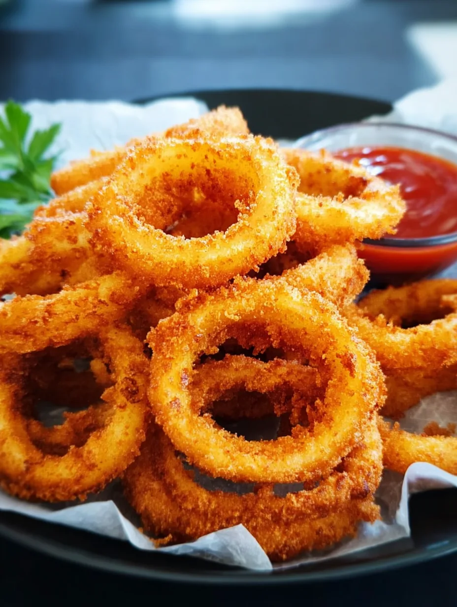 Krosse Zwiebelringe aus der Heißluftfritteuse