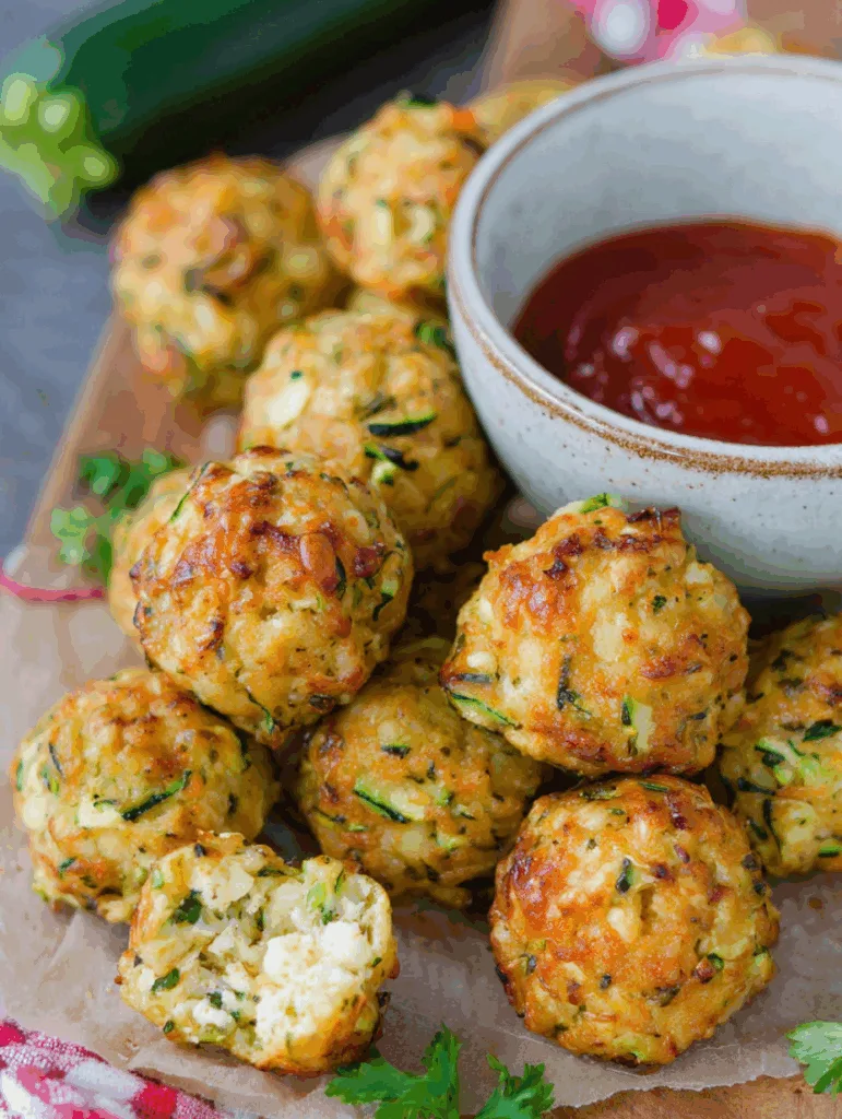 Knusprige Zucchini-Feta-Bällchen