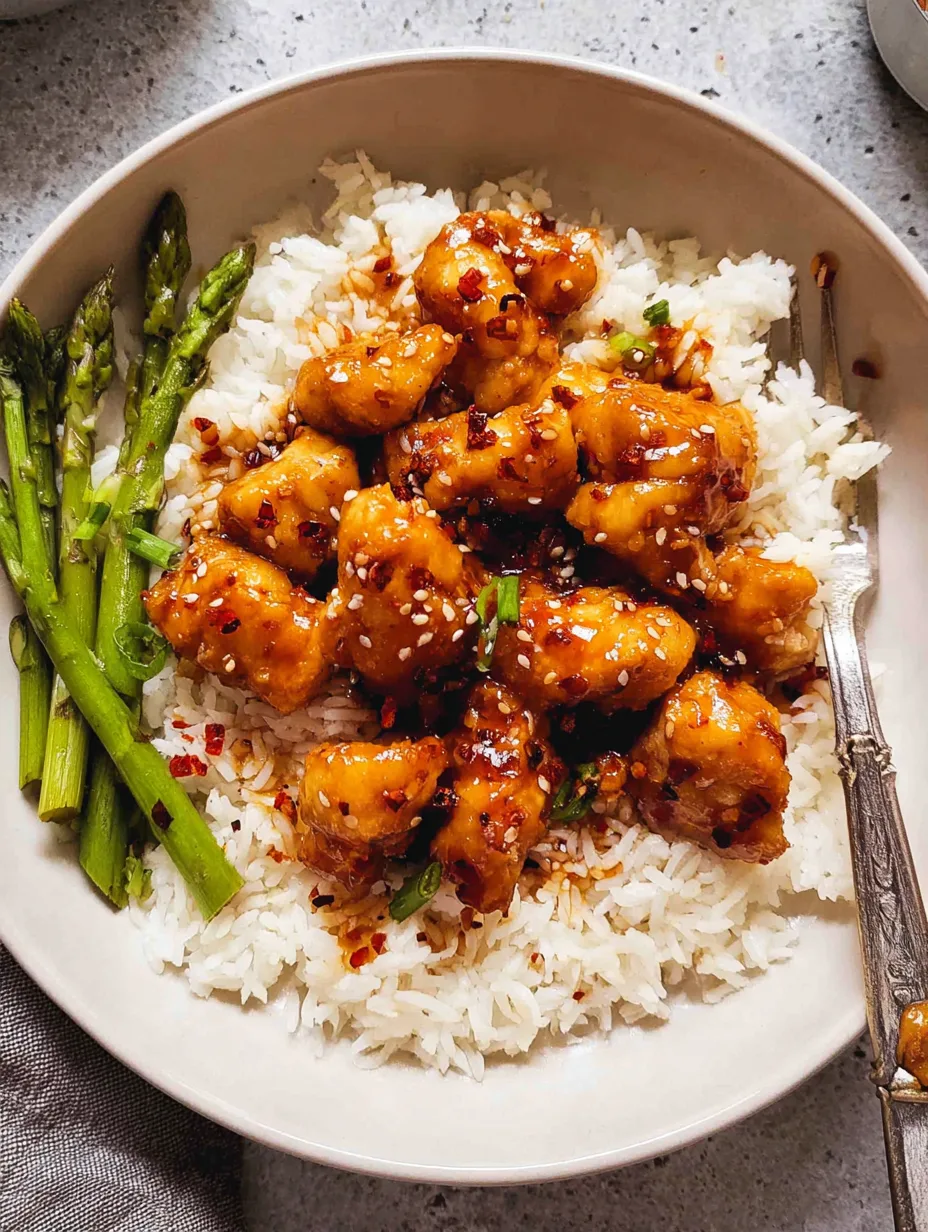 Honig-Sriracha-Hähnchen mit Reis