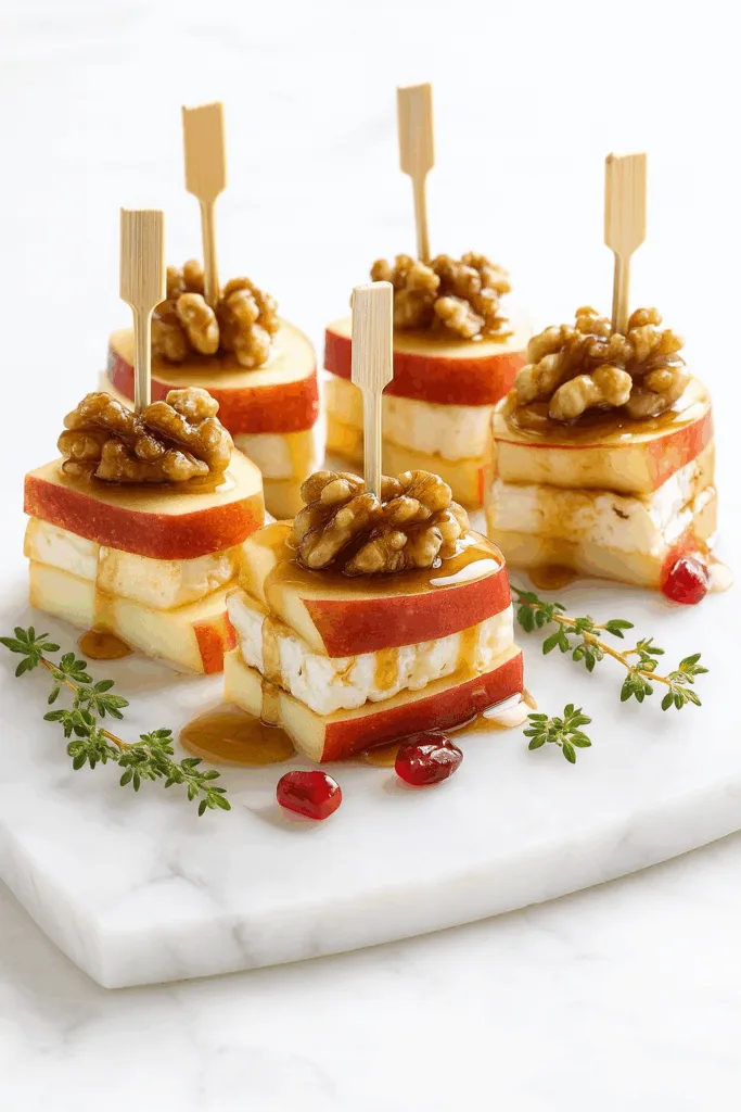 Herzhafte Apfel-Camembert-Spieße