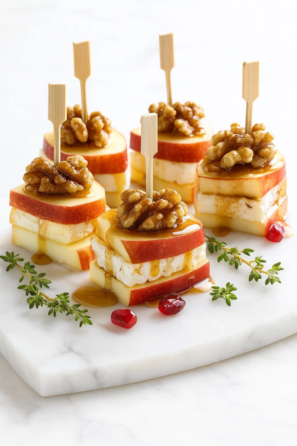 Herzhafte Apfel-Camembert-Spieße