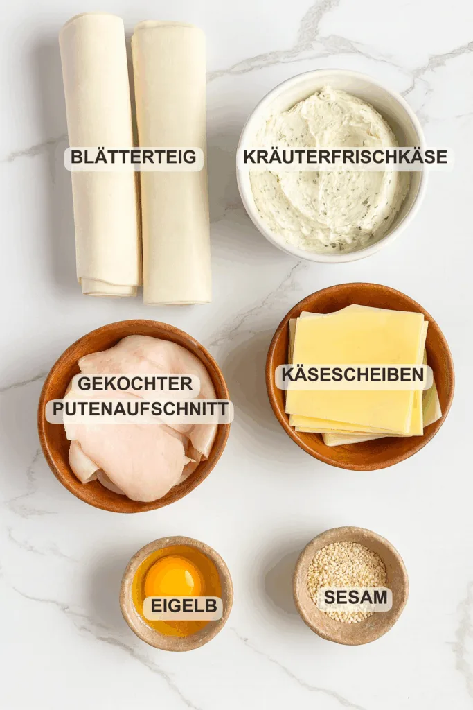 Blätterteig-Puten-Käse-Snacks