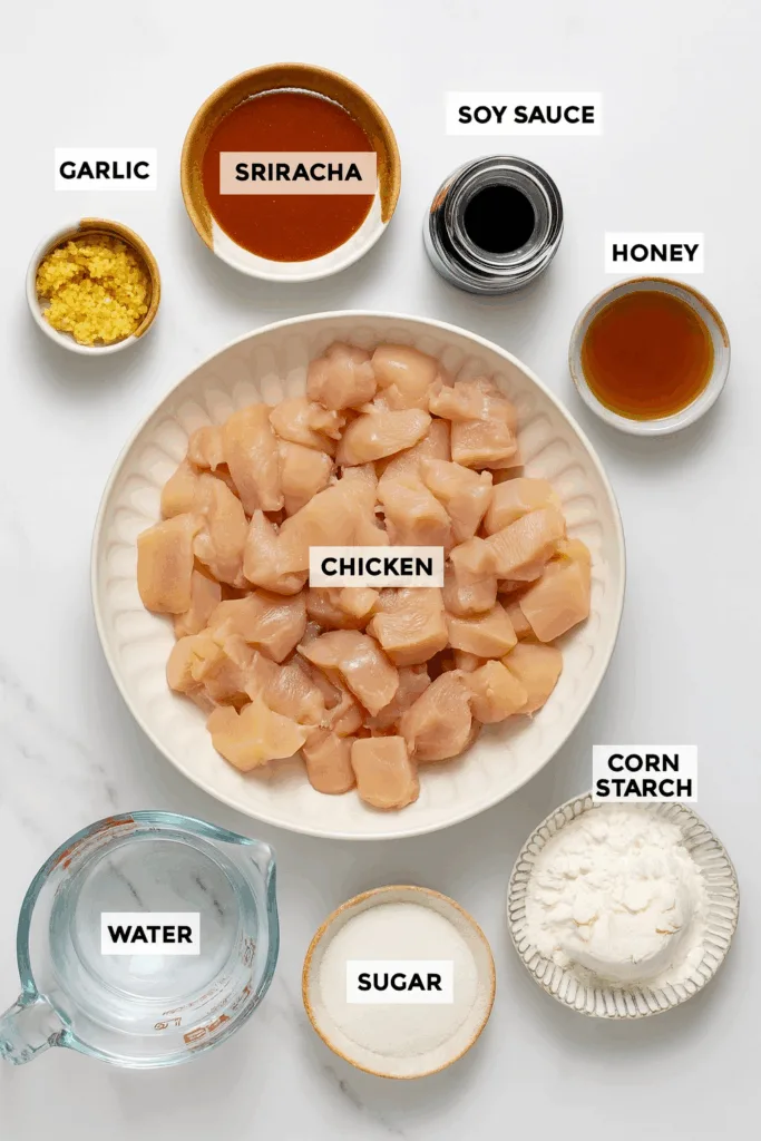 Honig-Sriracha-Hähnchen mit Reis