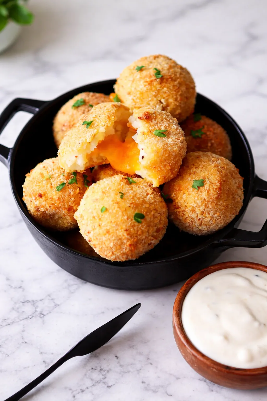 Käse-Kartoffelpüree-Bällchen aus der Heißluftfritteuse