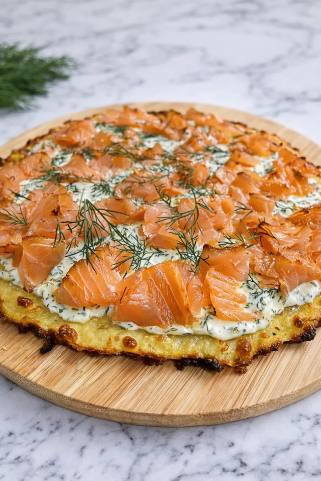 Kartoffelpizza mit Lachs