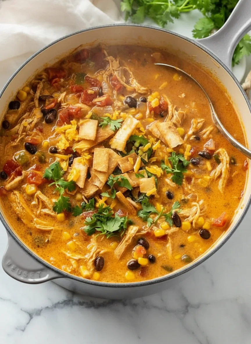 Cremige Hähnchen-Tortilla-Suppe