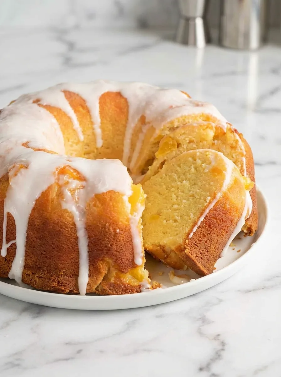 Rührkuchen mit Pfirsichen