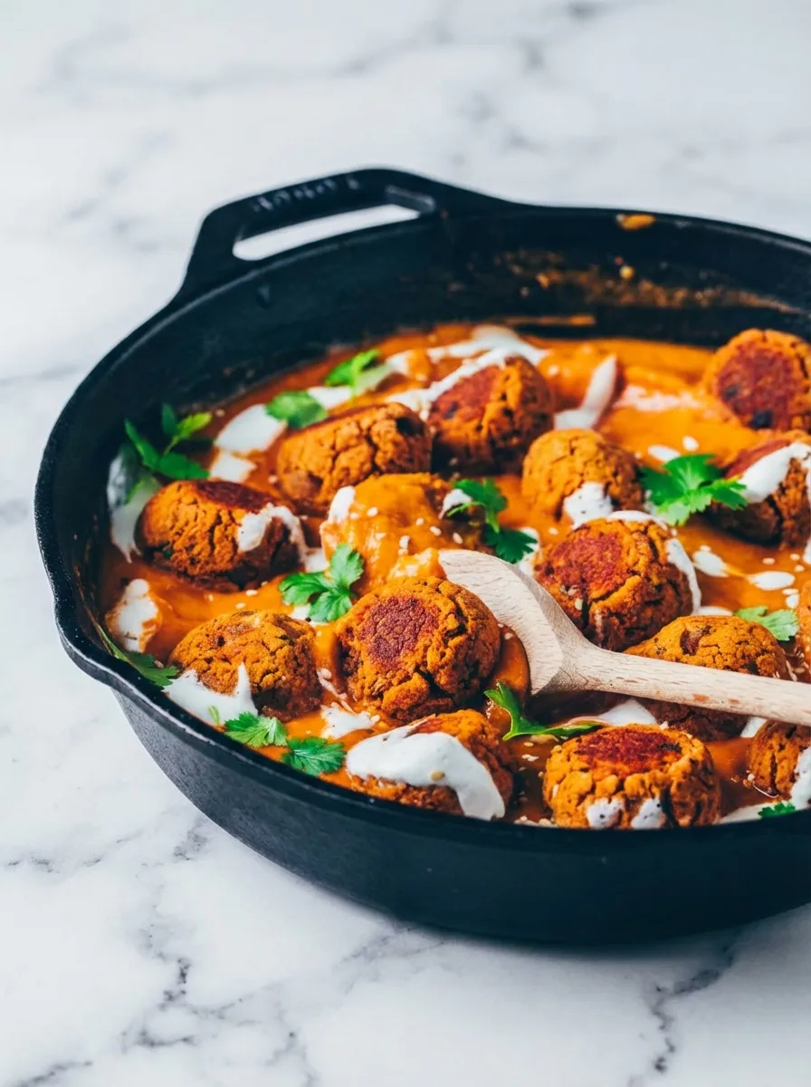 Linsenbällchen in Curry-Sauce