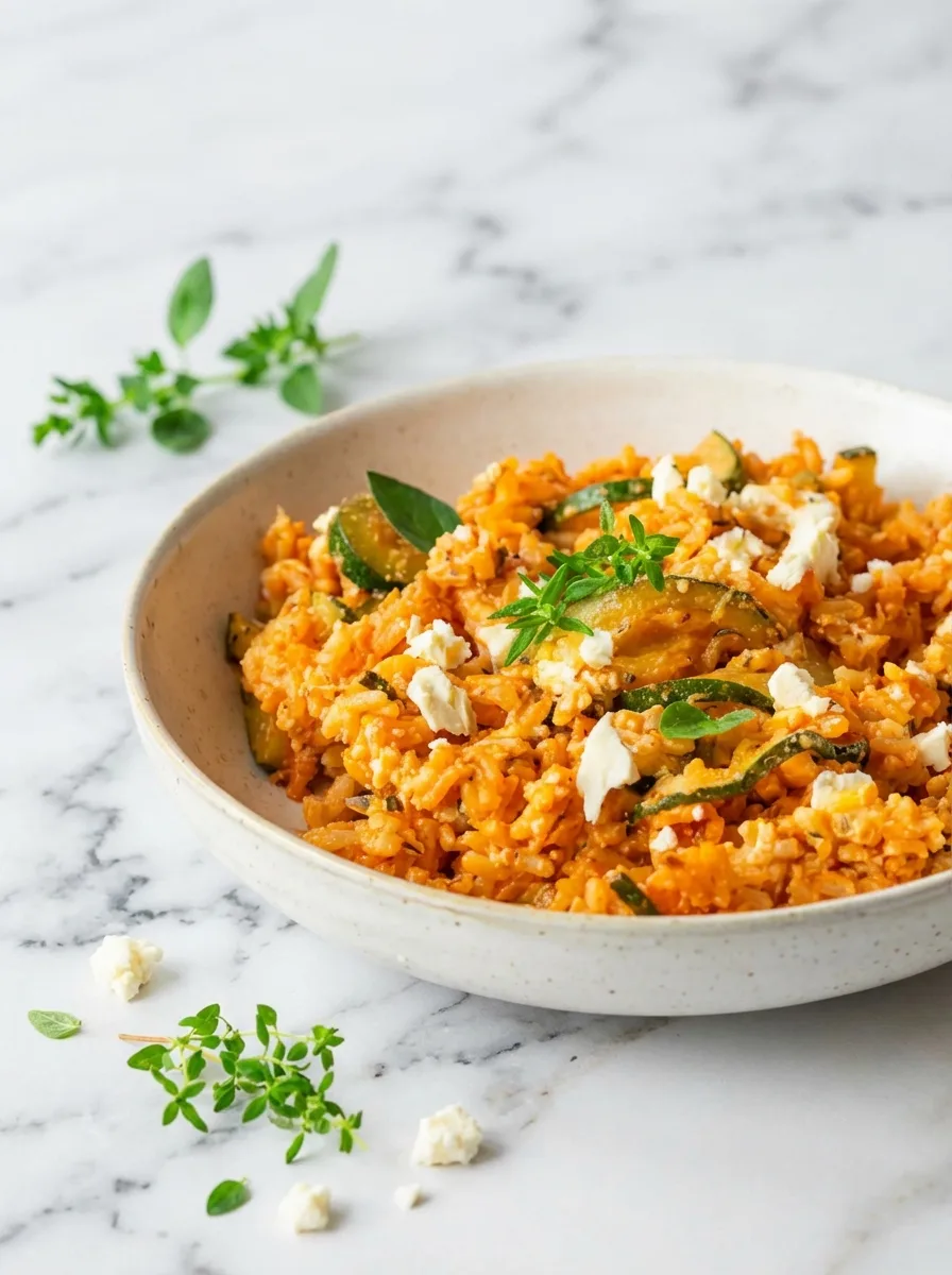 Reispfanne mit Zucchini & Feta