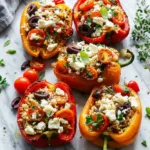 Gefüllte Paprika mit Reis und Feta Rezept einfach zubereiten