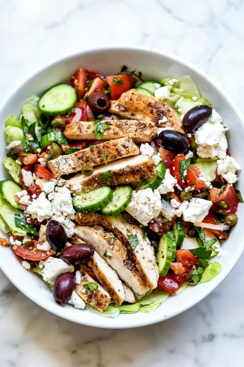Griechischer Salat mit Hähnchen – mediterraner Geschmack