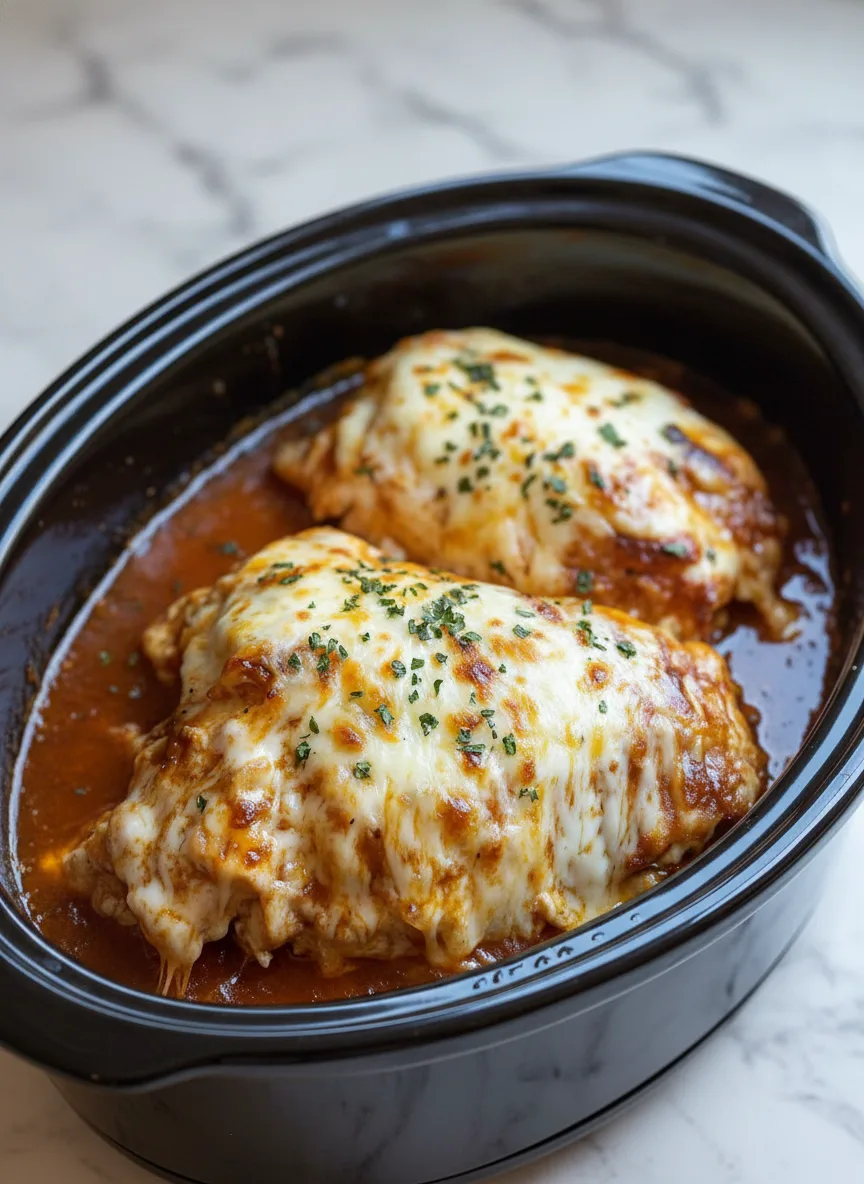 Hähnchen mit Käse und Mozzarella aus dem Slow Cooker
