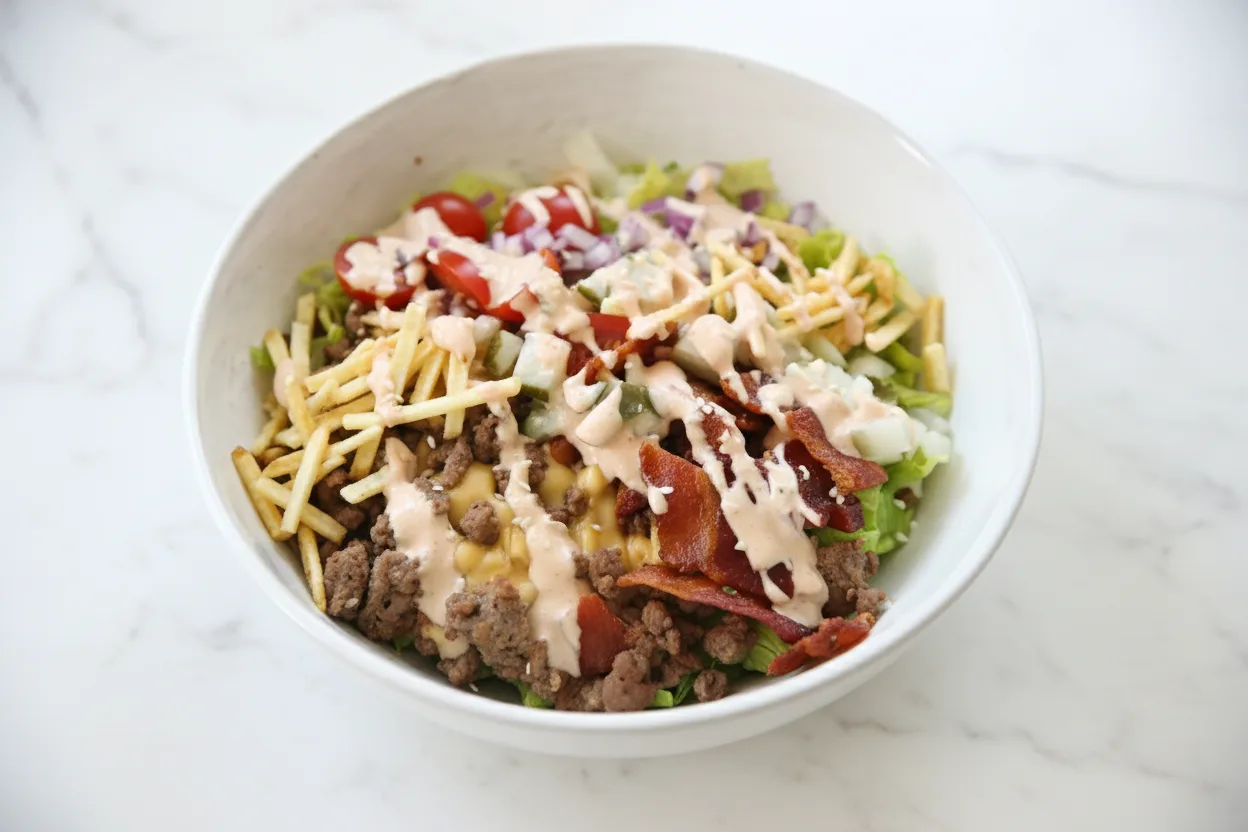 Cheeseburger-Salat-Bowl