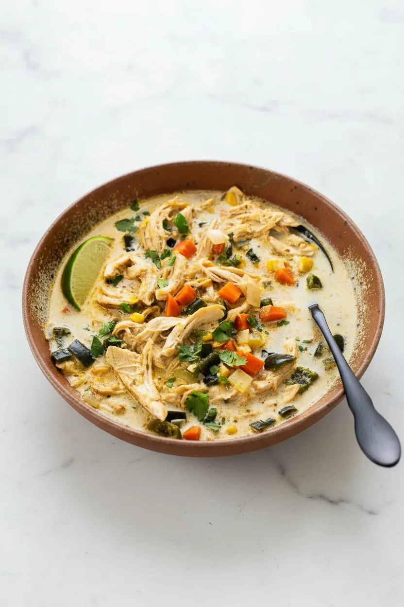 Cremige Hähnchen-Poblano-Paprika-Suppe