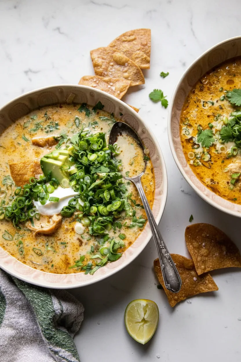 Cremige Hühner-Tortilla-Suppe.