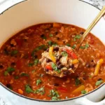 Ein-Topf-Hähnchen-Fajita-Reis-Suppe