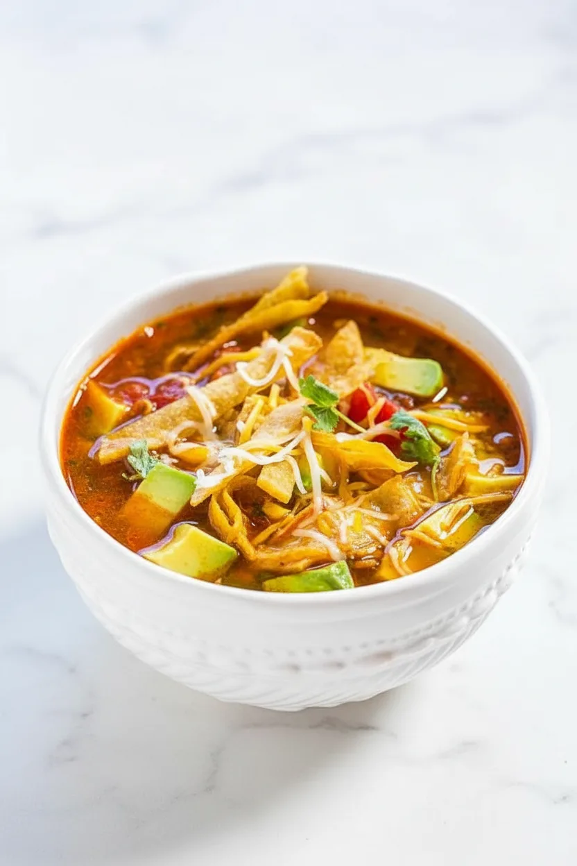 Einfache hausgemachte Hühner-Tortilla-Suppe in 30 Minuten