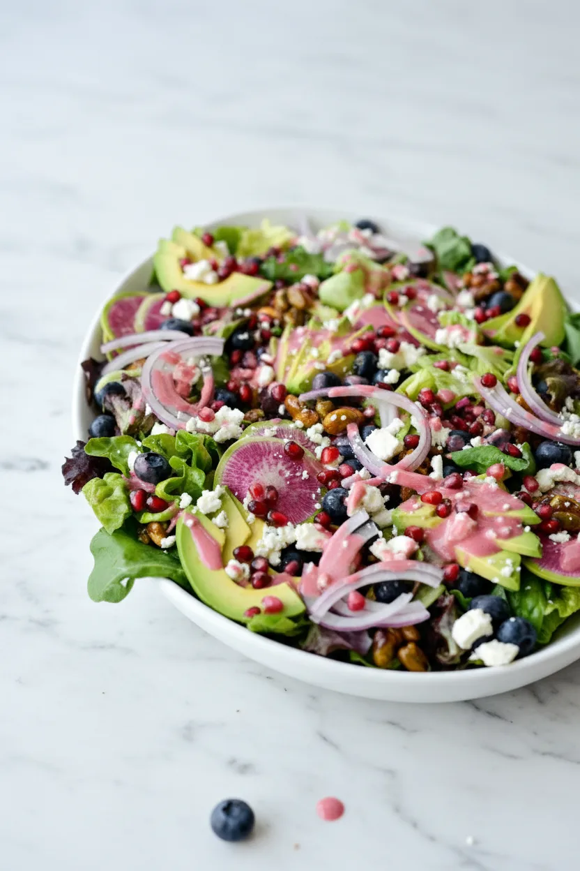 Frühlingssalat mit Blaubeeren und Pistazien