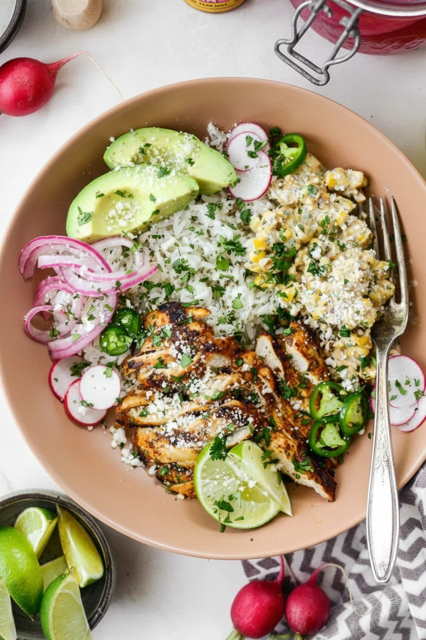 Gegrillter Street-Corn-Hähnchen-Teller