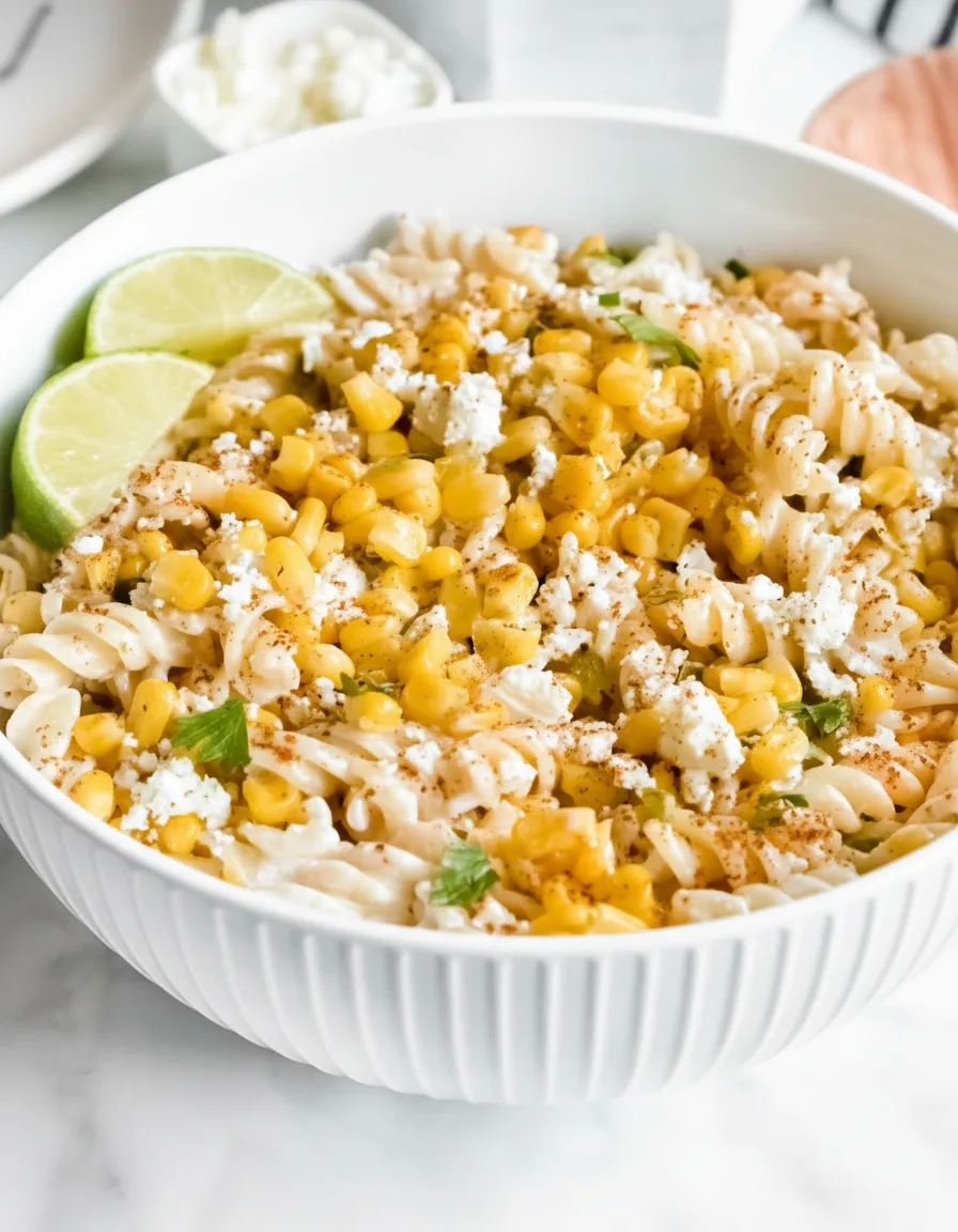 Gesunder Street-Corn-Nudelsalat mit griechischem Joghurt