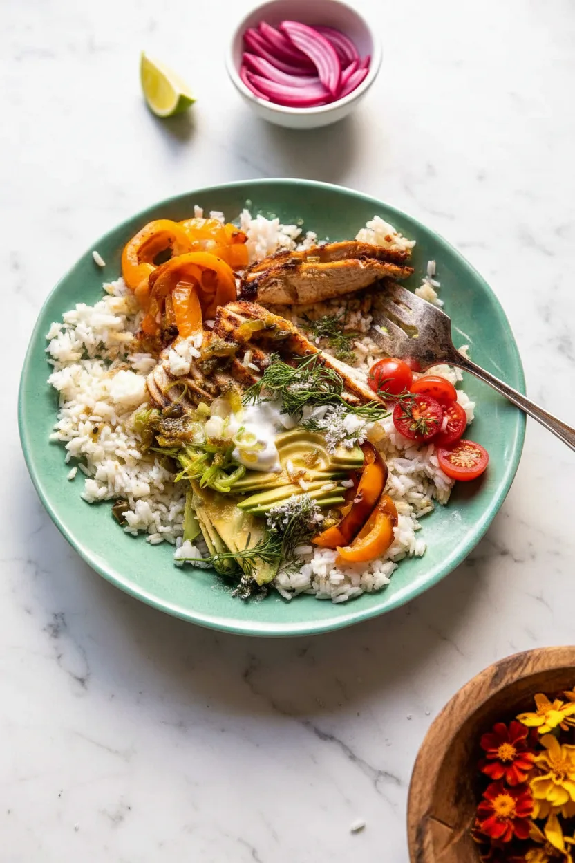 Honig-Limetten-Hähnchen-Reisbowl