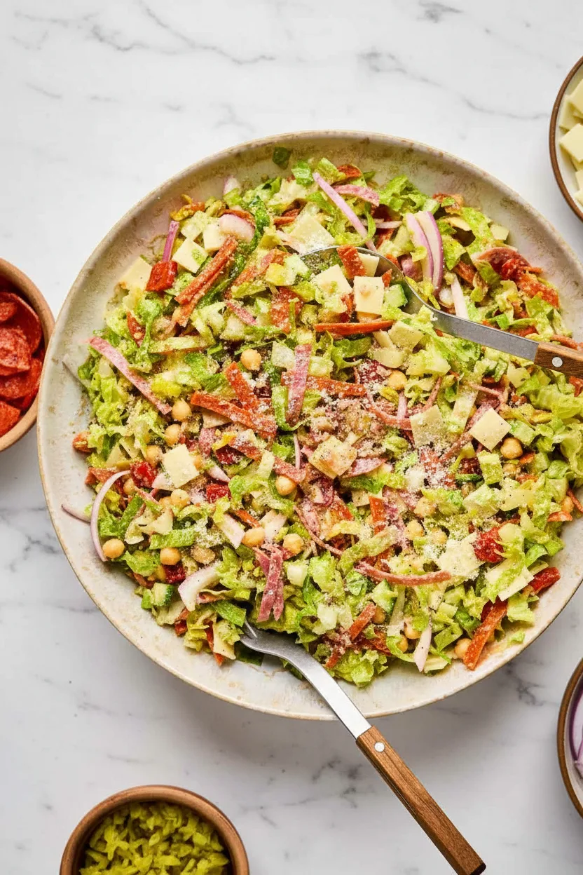 Italienischer gehackter Salat mit hausgemachtem Dressing