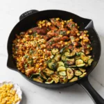 Knoblauch-Hähnchen mit Zucchini und Mais