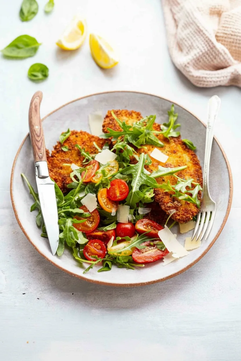 Knuspriges Hähnchen Milanese mit Rucola