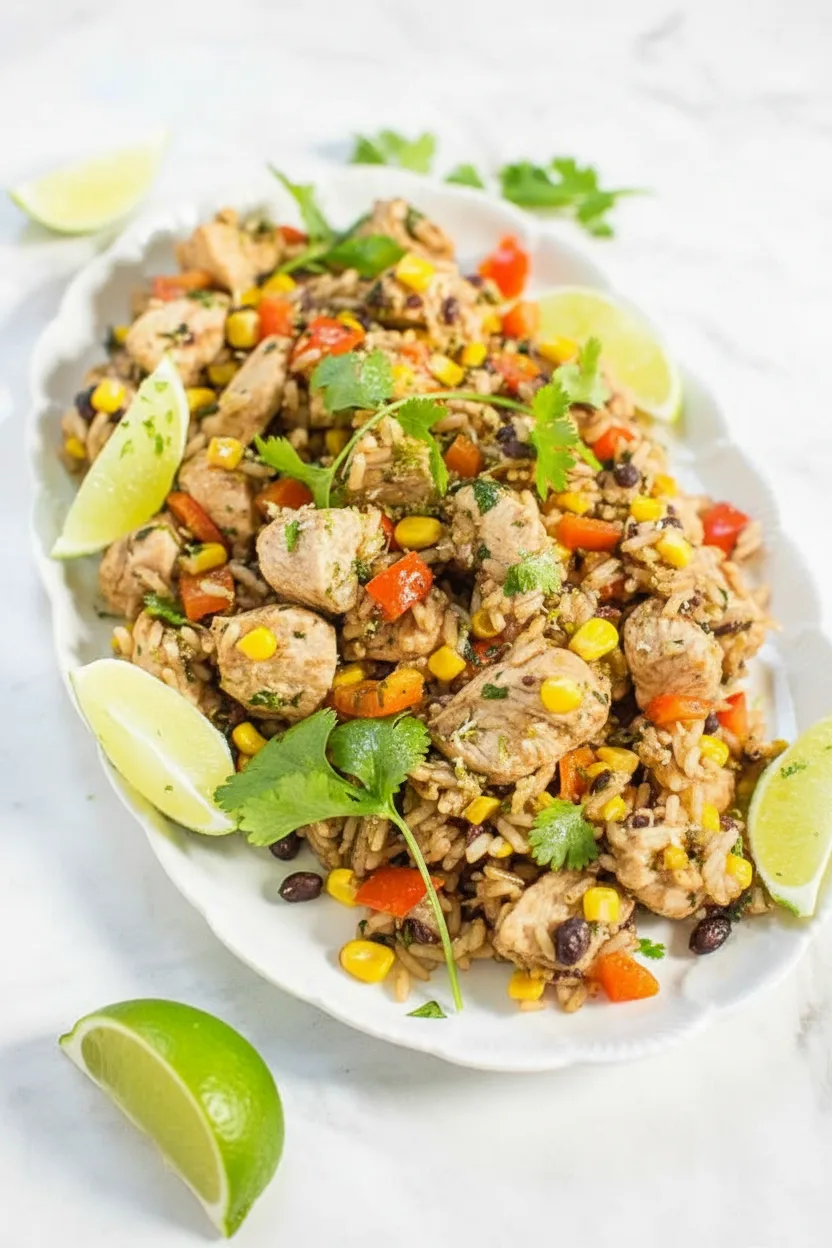 Koriander-Limetten-Hähnchen mit Reis